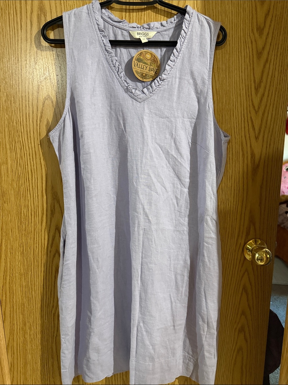 Briggs New York Light Lavender Sleeveless V-Neck Linen Midi Dress